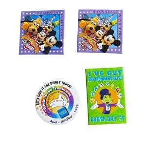 Vintage Disneyland Button Lot – Breakfast in the Park, Earth Day, White